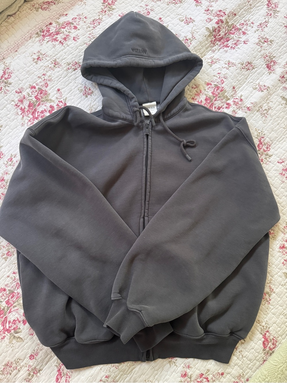 Aritzia Dark Charcoal Zip Hoodie
